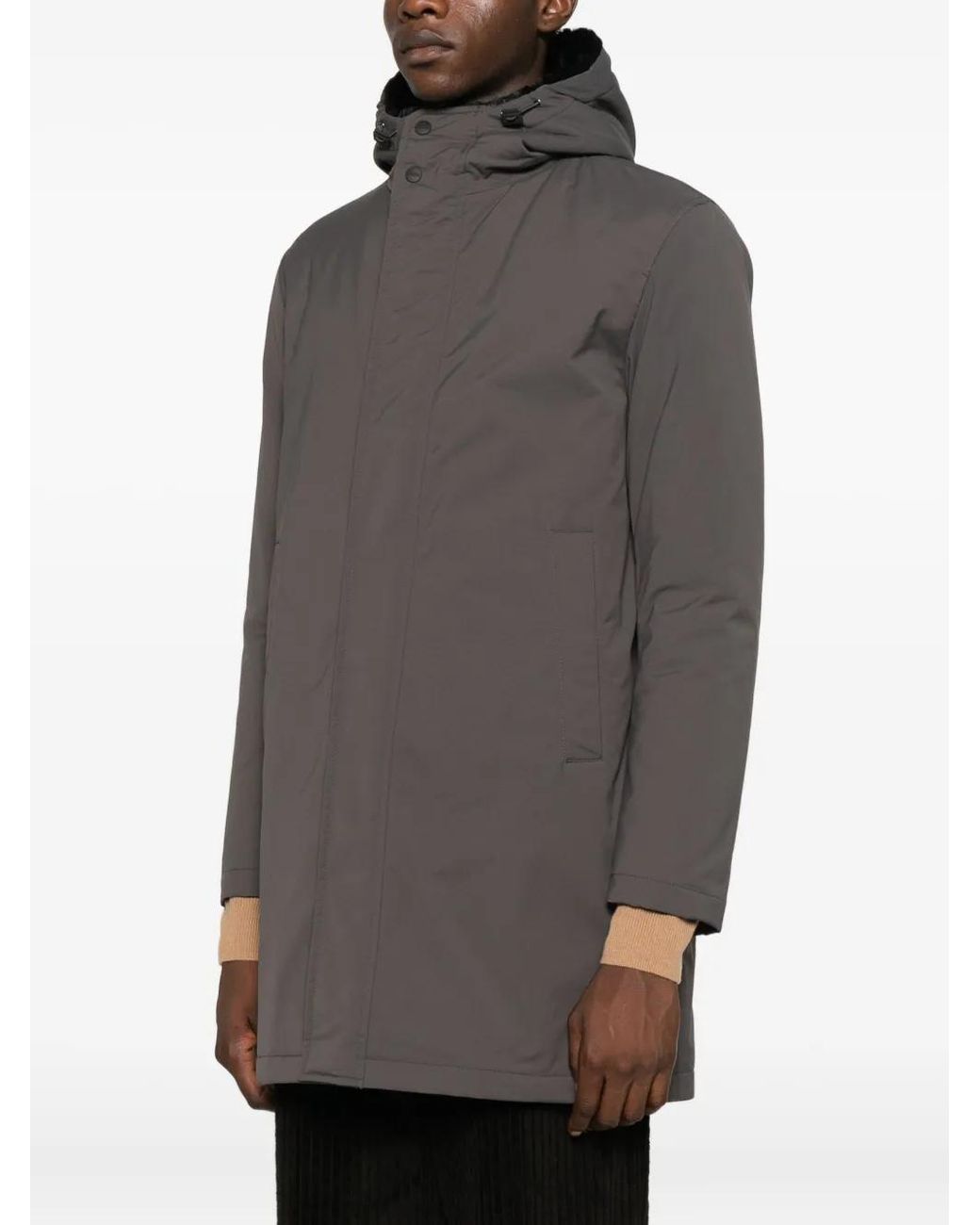 Herno Gray Hooded Coat for men