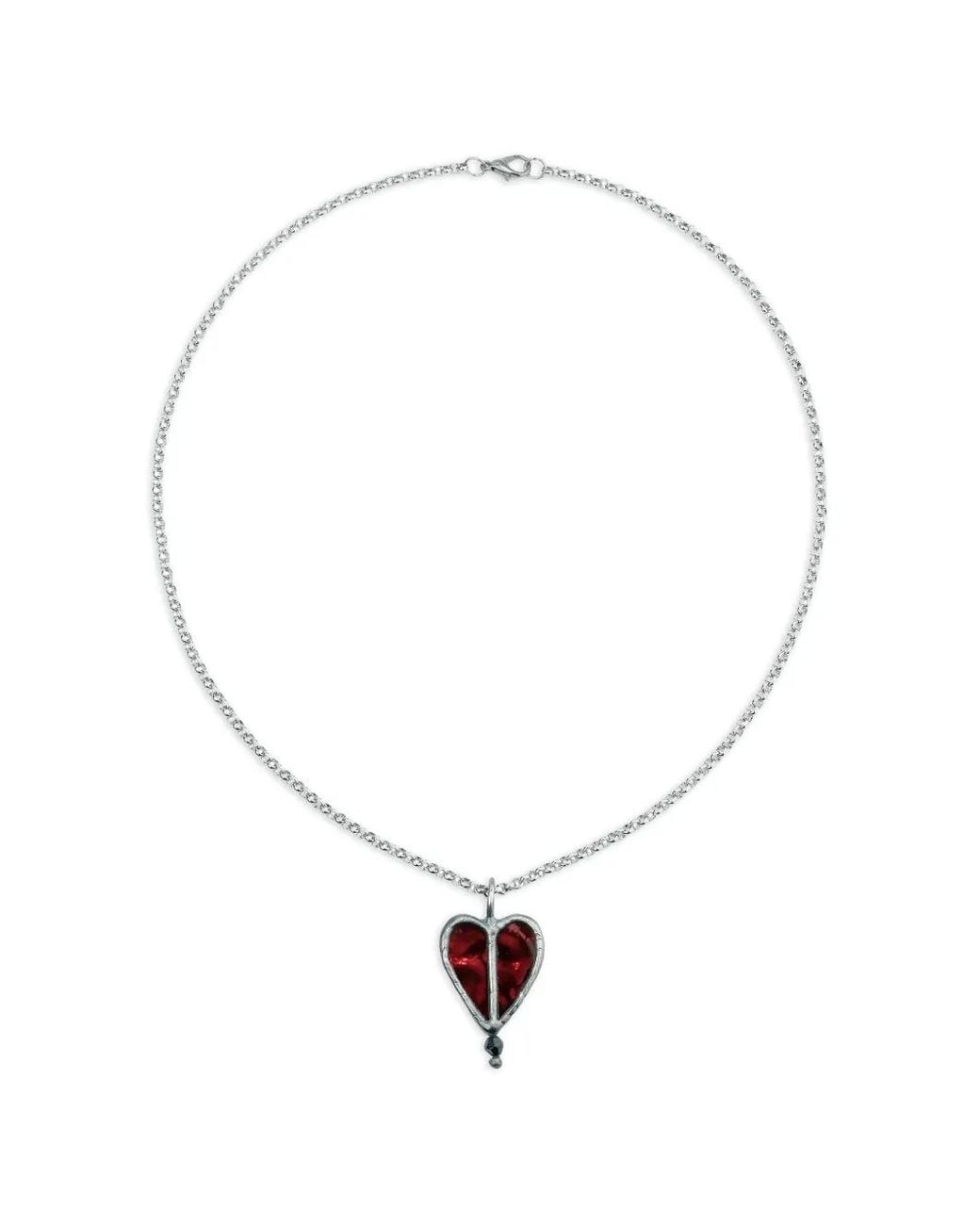 POISONED HEARTS White Stained Glass-Heart Pendant Necklace