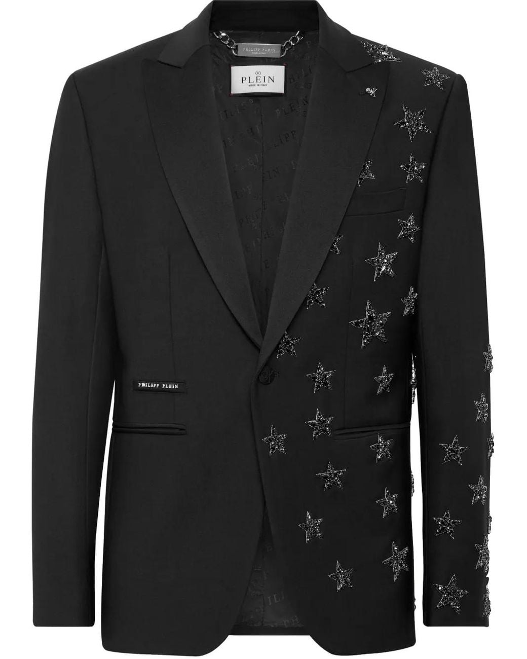 Philipp Plein Black Wool Blazer Lord Fit Stars for men
