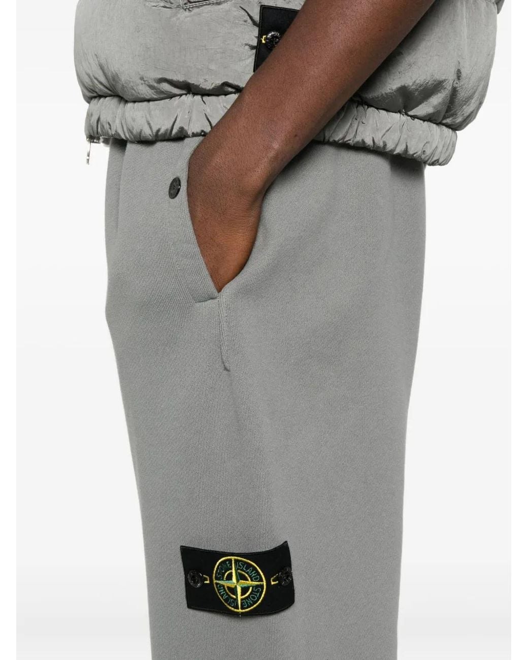 Stone Island Gray Logo-Patch Track Pants for men