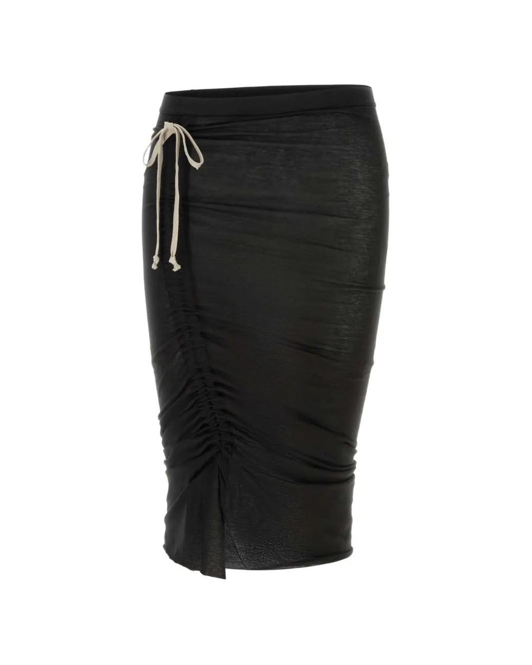 Rick Owens Black Ruched Drawstring Skirt