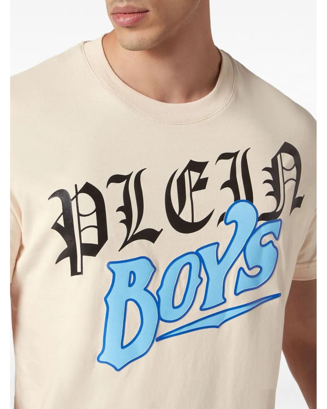 Philipp Plein Blue Slogan-Print Cotton T-Shirt for men