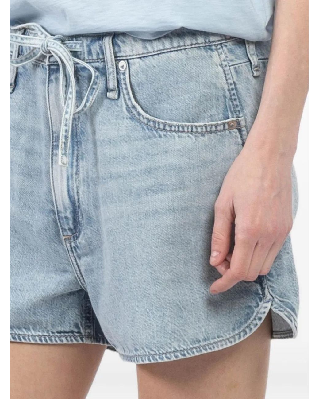 Rag & Bone Blue Drawstring Denim Shorts