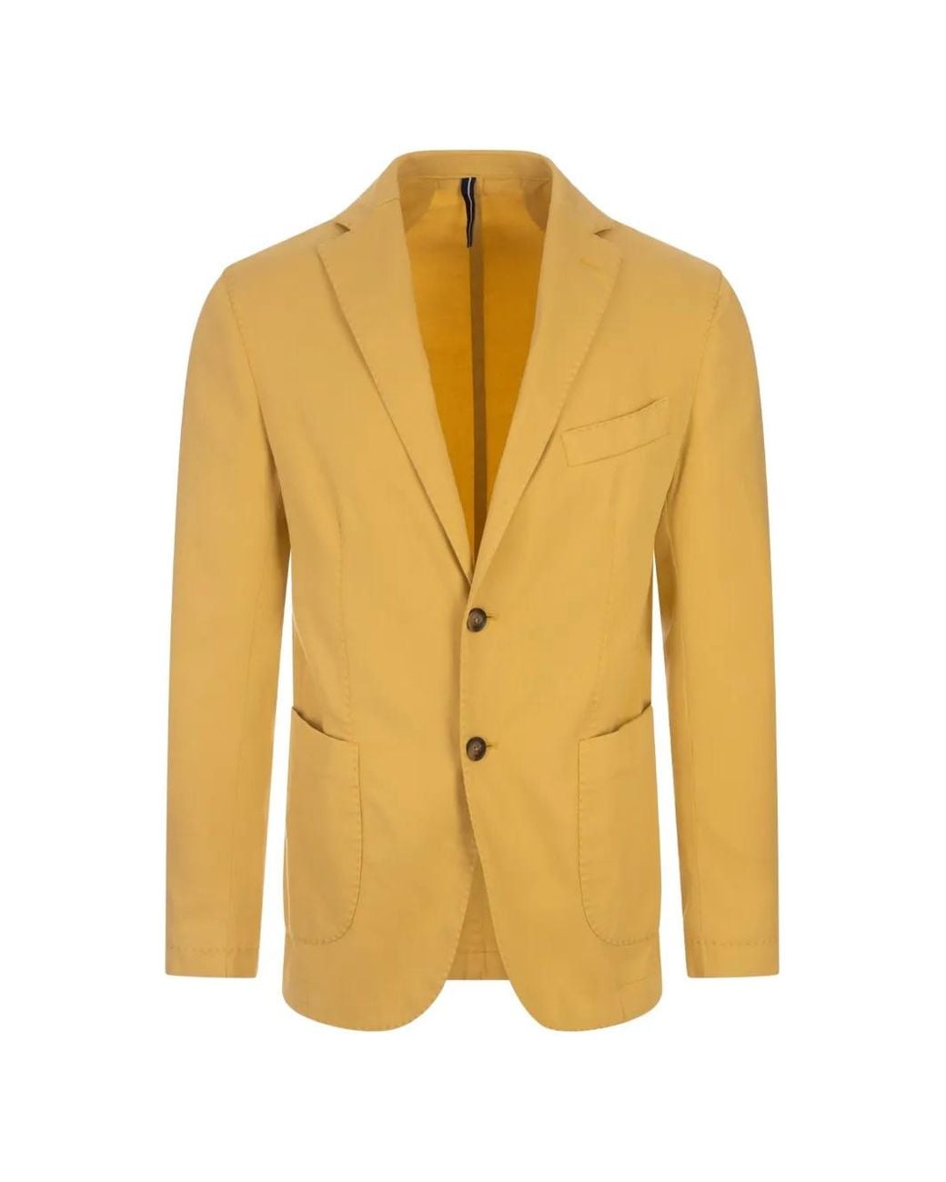 RUSSO CAPRI Yellow Oxford Button Blazer for men