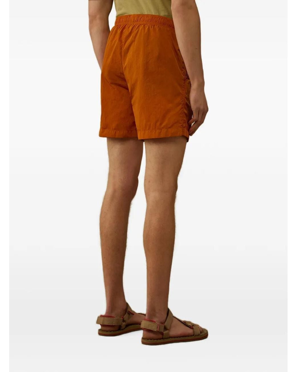 C P Company Orange Eco-Chrome-R Graphic Embroidery Swim Shorts for men