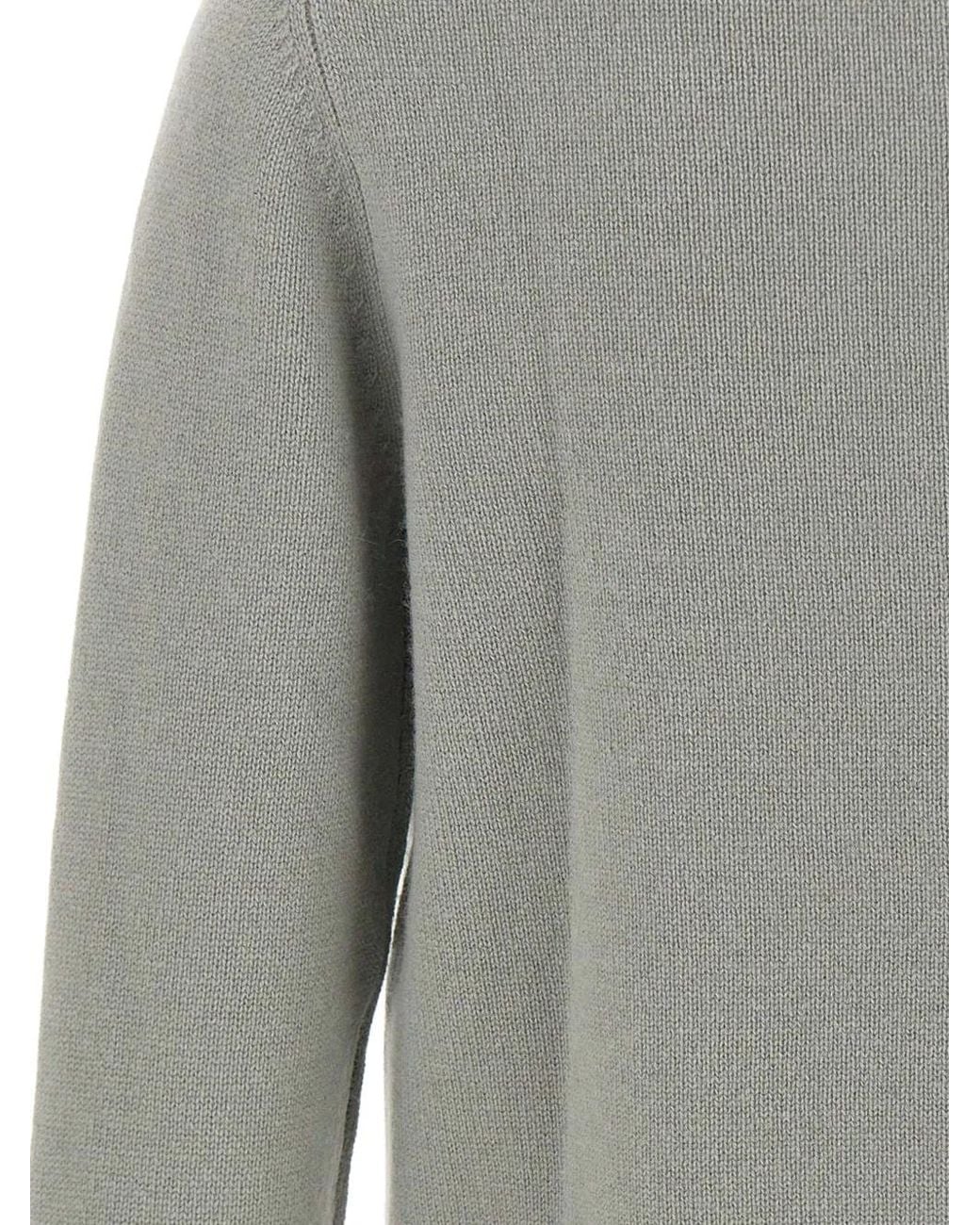 Soft Goat Gray Polo-Collar Plain-Knit Sweater for men