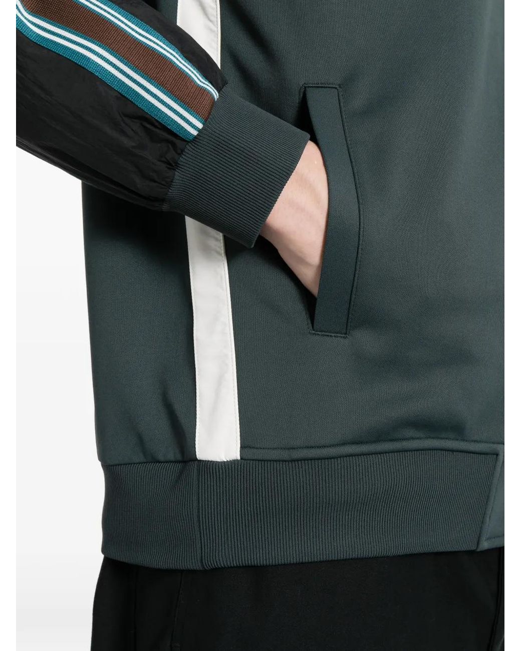 SPORT b. by agnès b. Green Side-Stripe Panelled Track Jacket for men