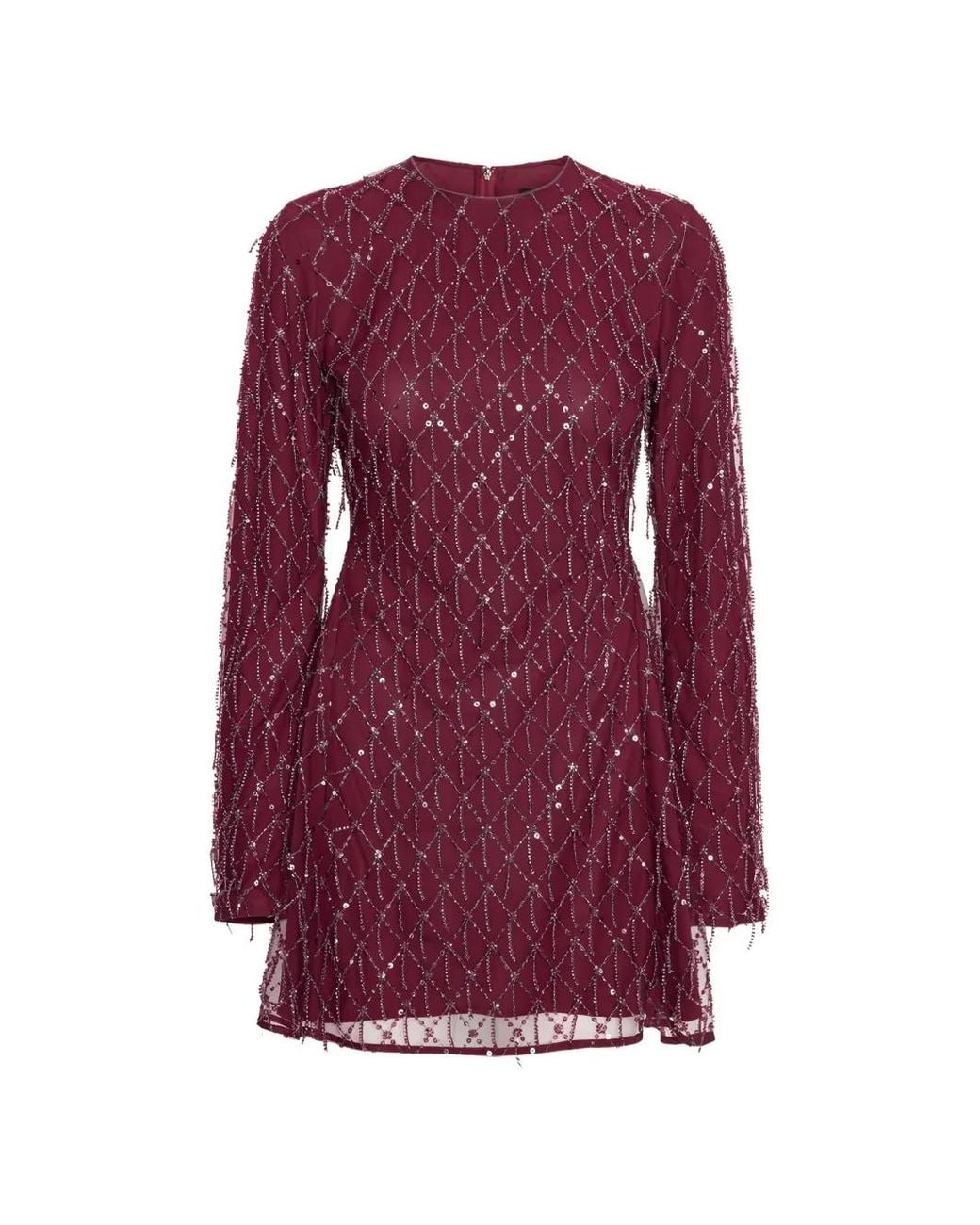 ROTATE BIRGER CHRISTENSEN Purple Flared Mini Dress With Sequins