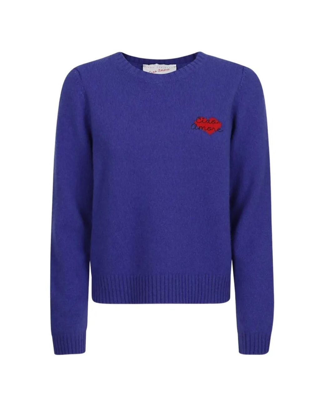 Giada Benincasa Blue Heartbeat Crew-Neck Sweater