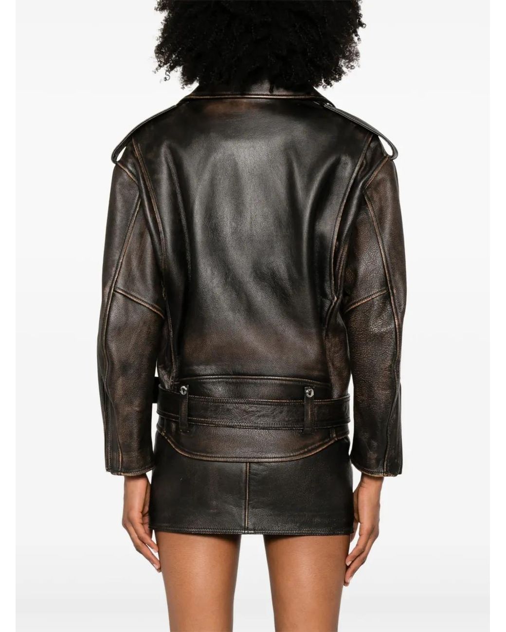 Chaqueta Biker De Piel McQueen de color Black