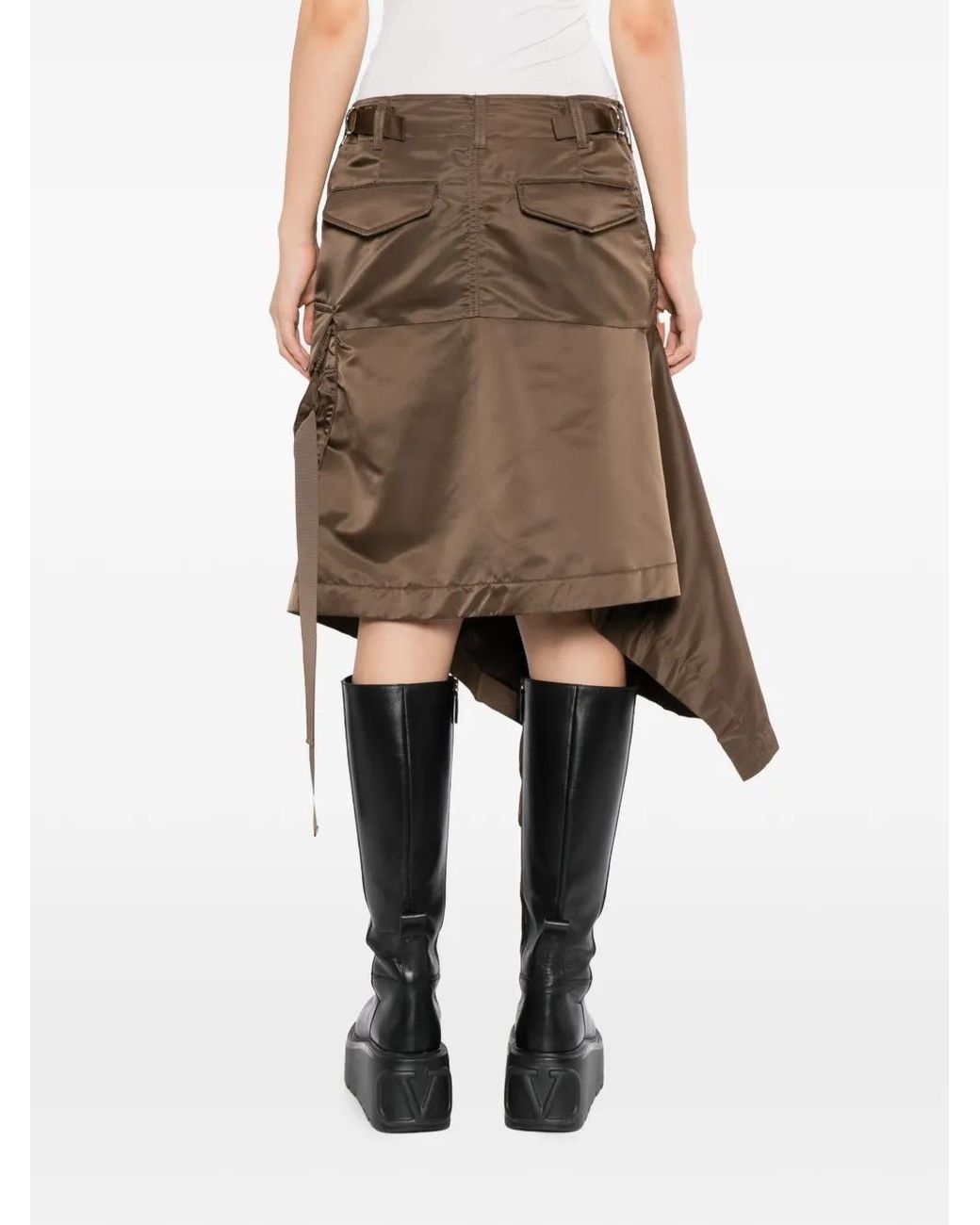 Sacai Natural Asymmetric-Hem Cargo Skirt