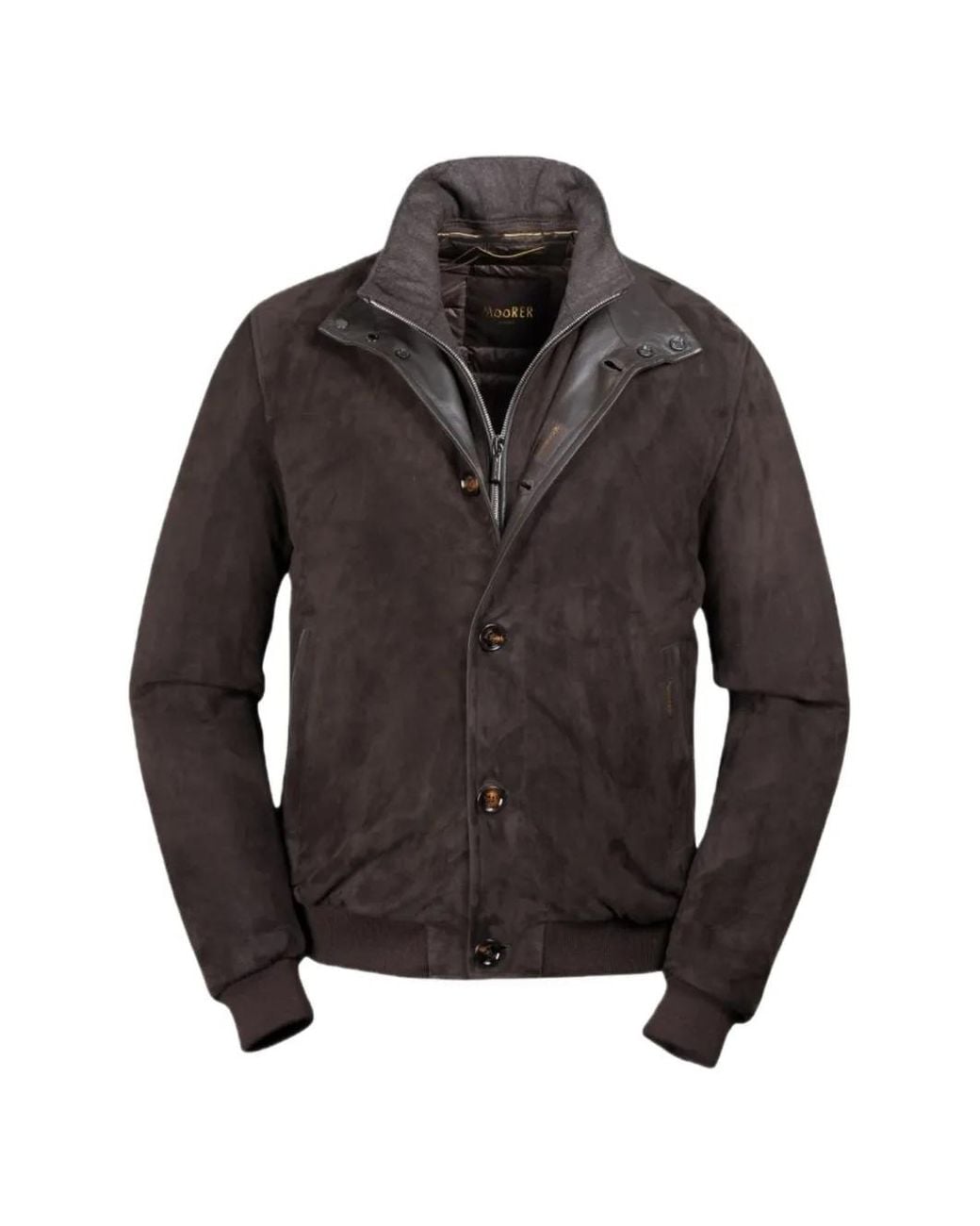 Moorer Gray Janos-Ur Suede Layered-Effect Jacket for men
