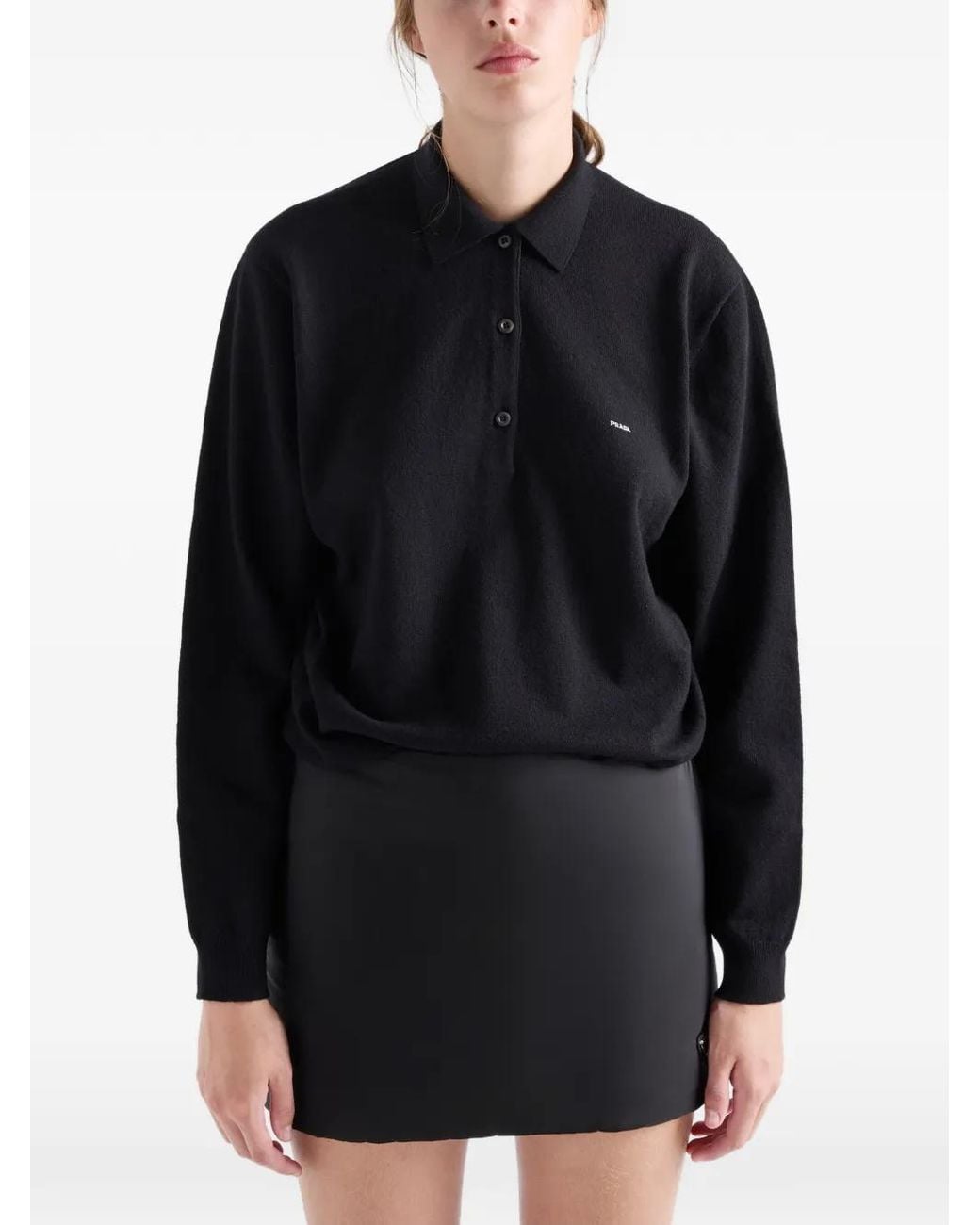 Prada Blue Wool Polo Sweater