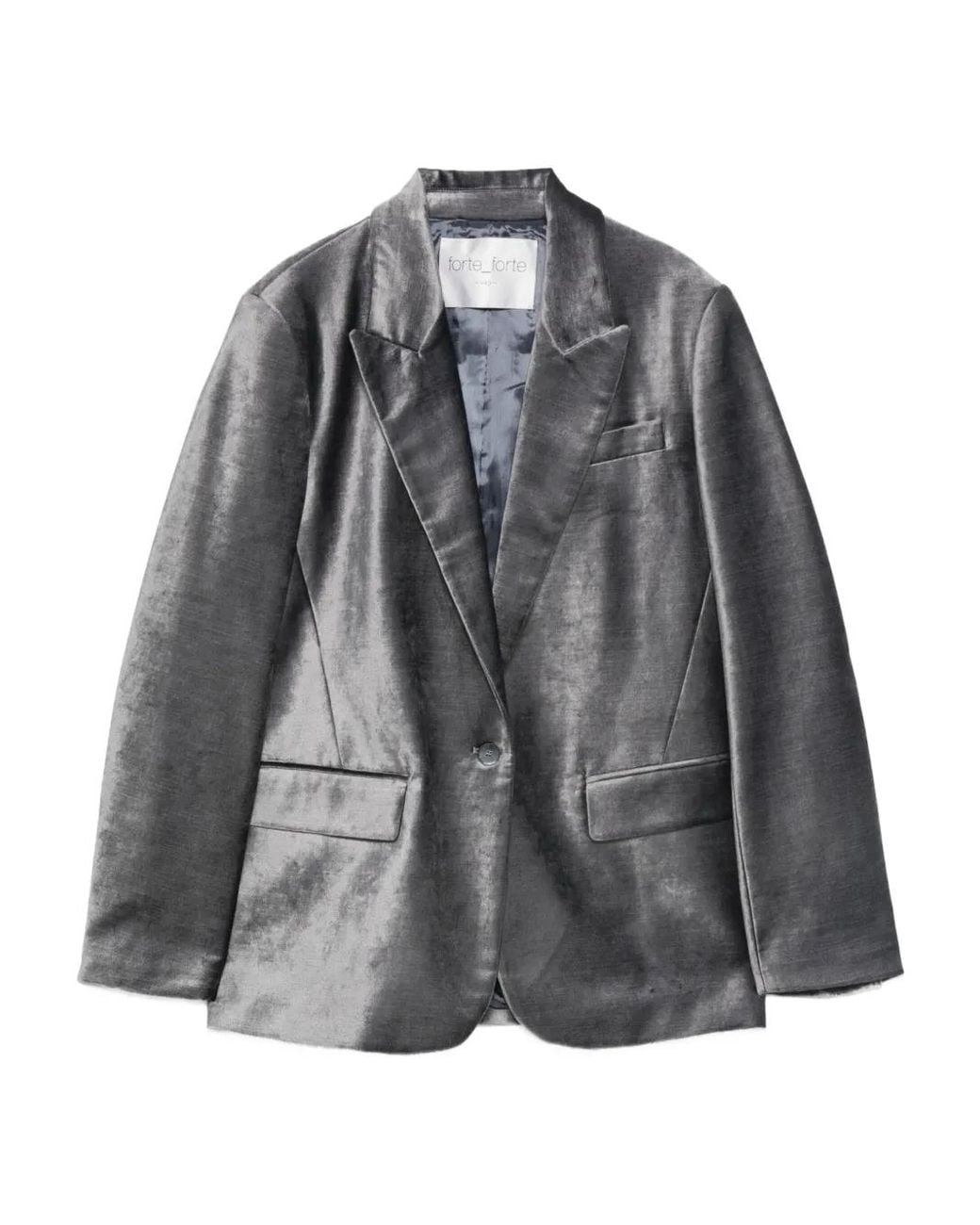 Forte_forte Gray Velvet Single-Breasted Blazer