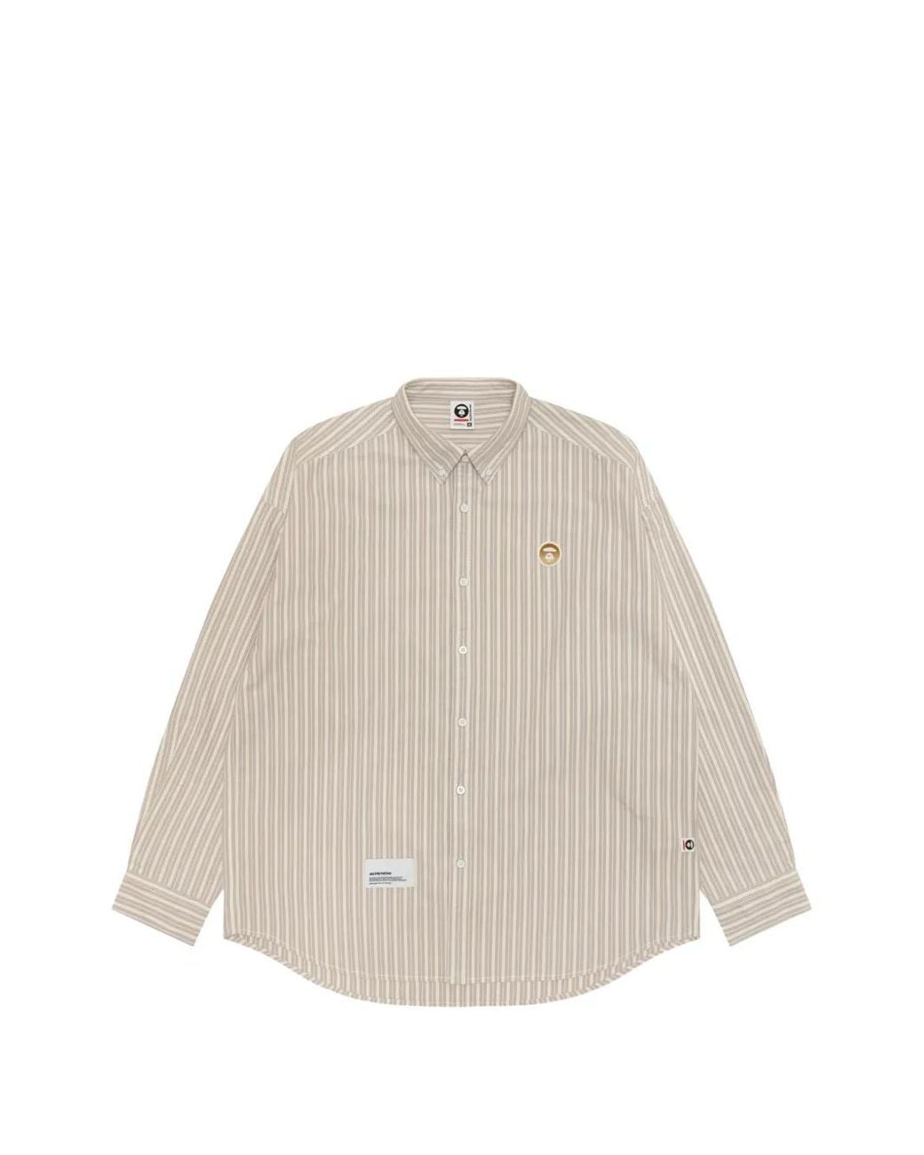 Aape By A Bathing Ape Natural Moonface Striped Cotton Shirt for men