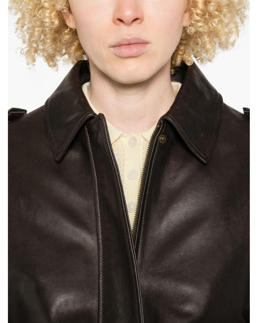Arma Black Astra Leather Bomber Jacket