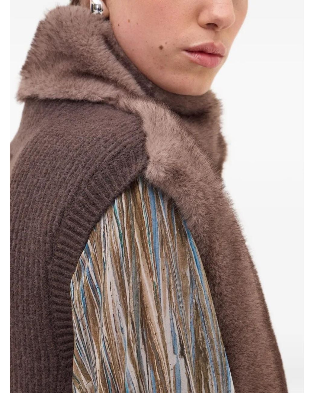 Ottod'Ame Brown Faux-Fur Panelled Gilet