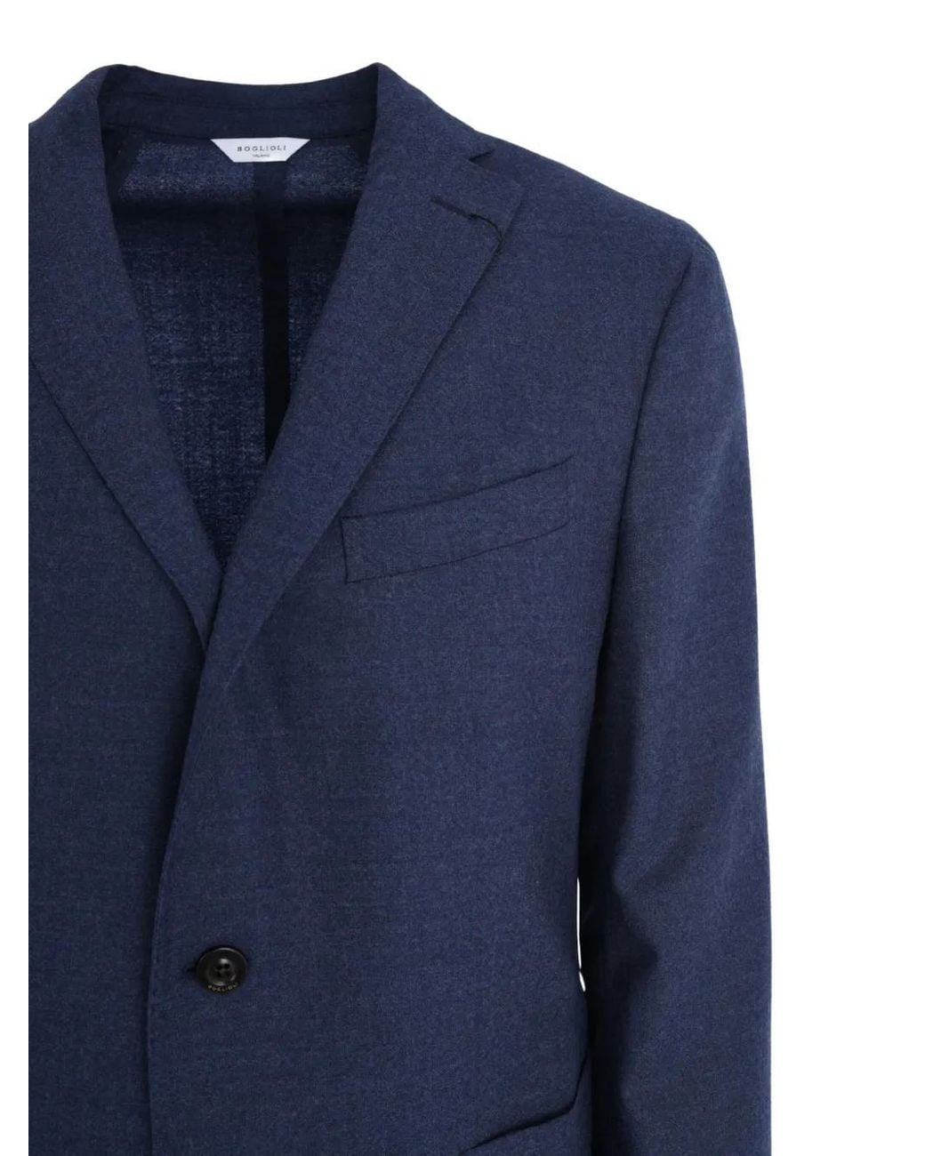 Boglioli Blue Three-Button Patch-Pocket Jacket for men