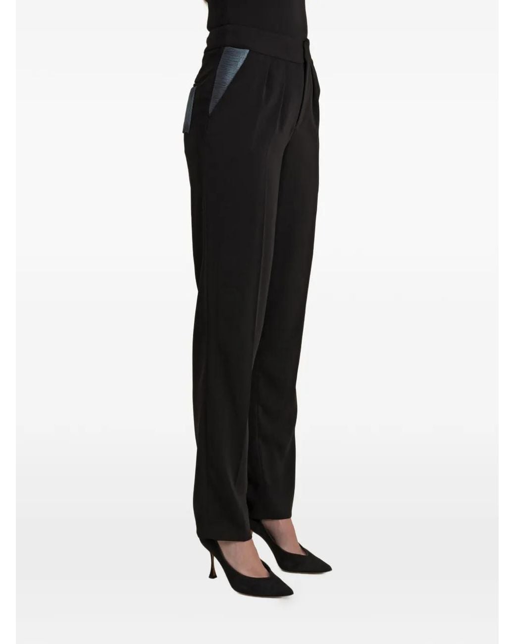 Contessa Mills Black Medusa Fringe-Detail Trousers