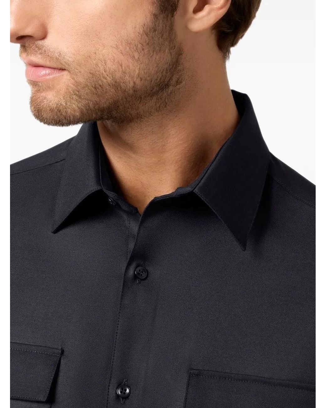 Paul & Shark Blue Button-Up Chest-Pocket Overshirt for men