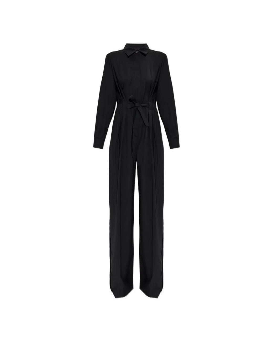 Max Mara Black Pure Wool Canvas Jumpsuit