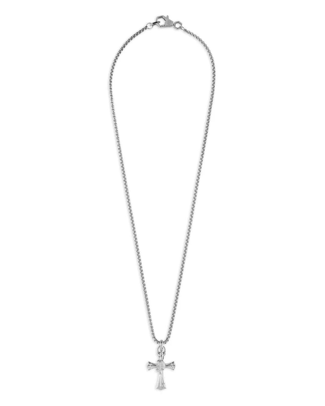 Philipp Plein White Plein Valentine Cross-Pendant Chain Necklace for men