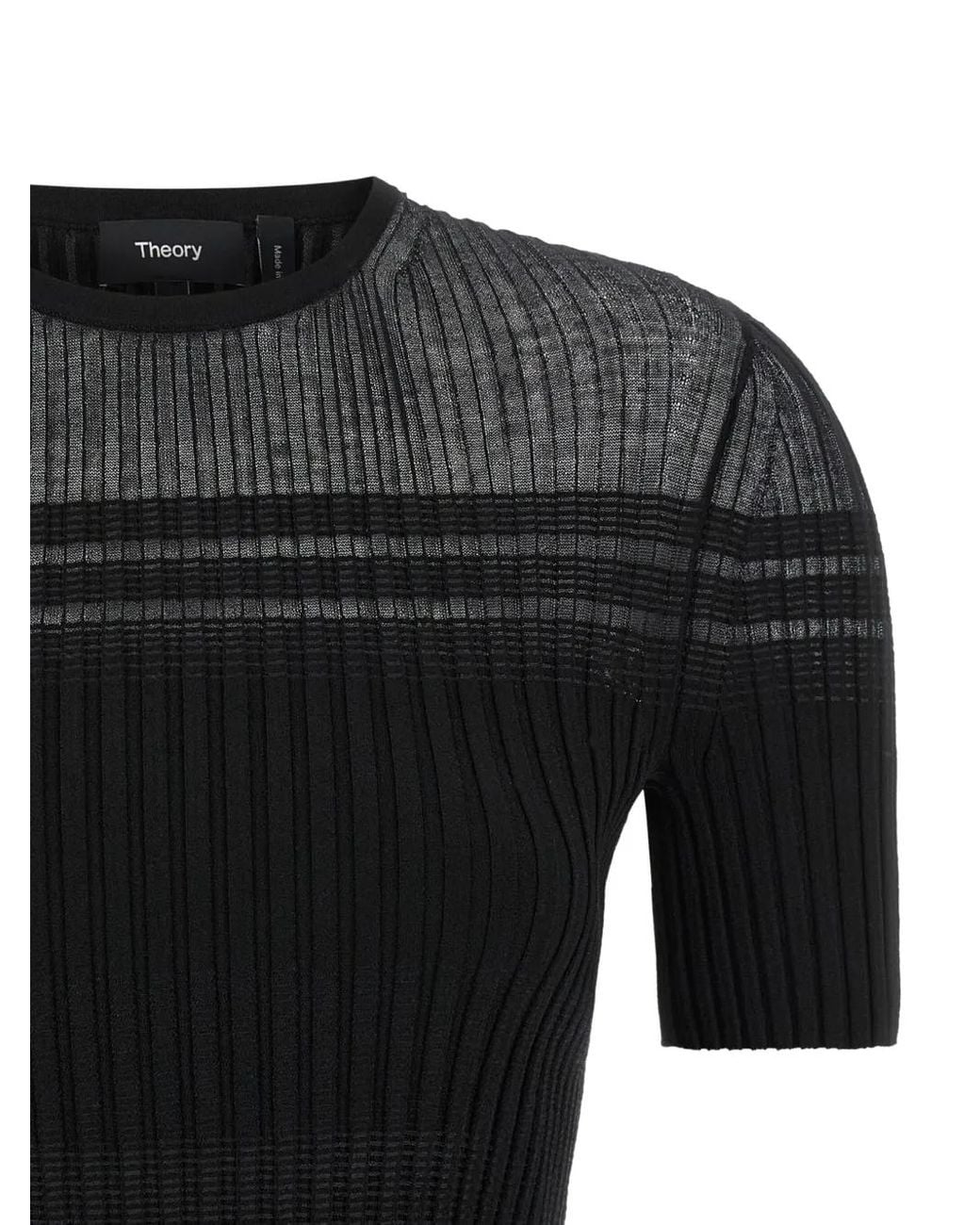Theory Black Sheer Stripe T.Compa