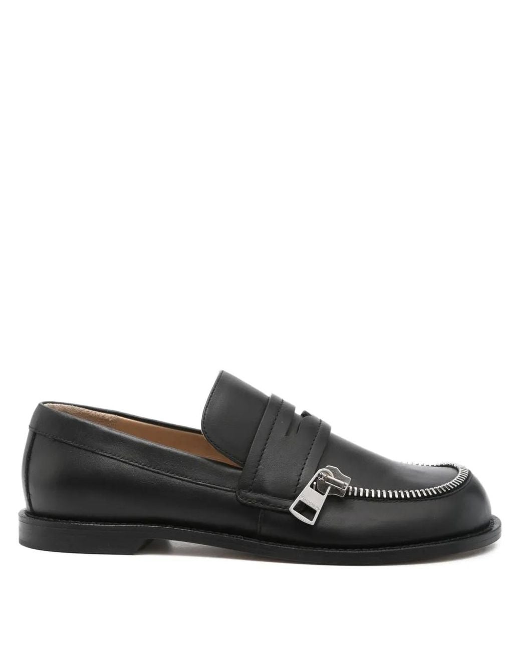 J.W. Anderson Black Zip-Detail Penny Loafers