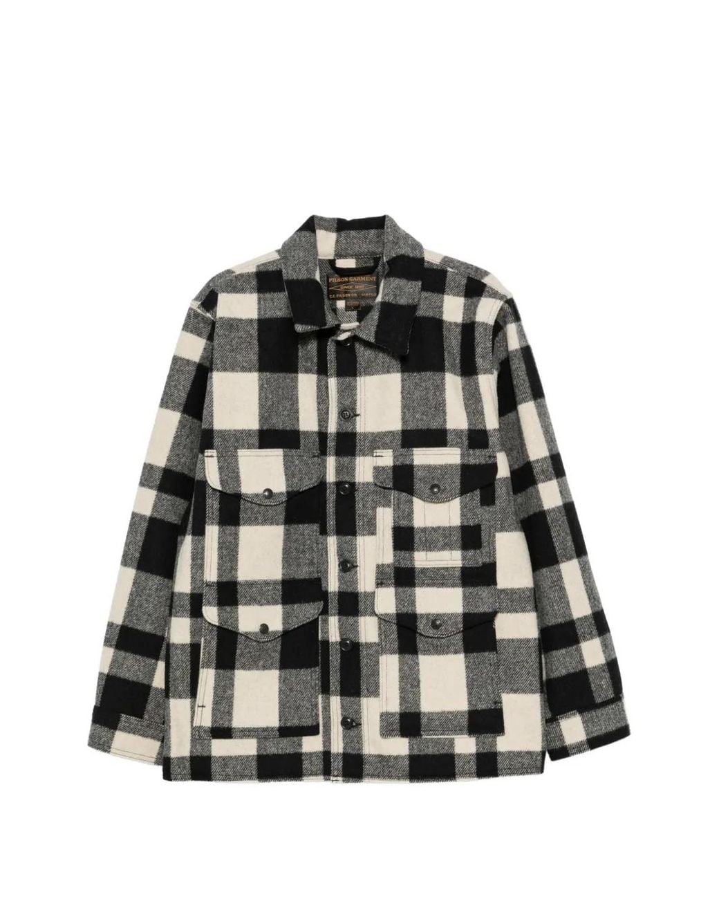 Filson Black Check-Pattern Button-Up Jacket for men