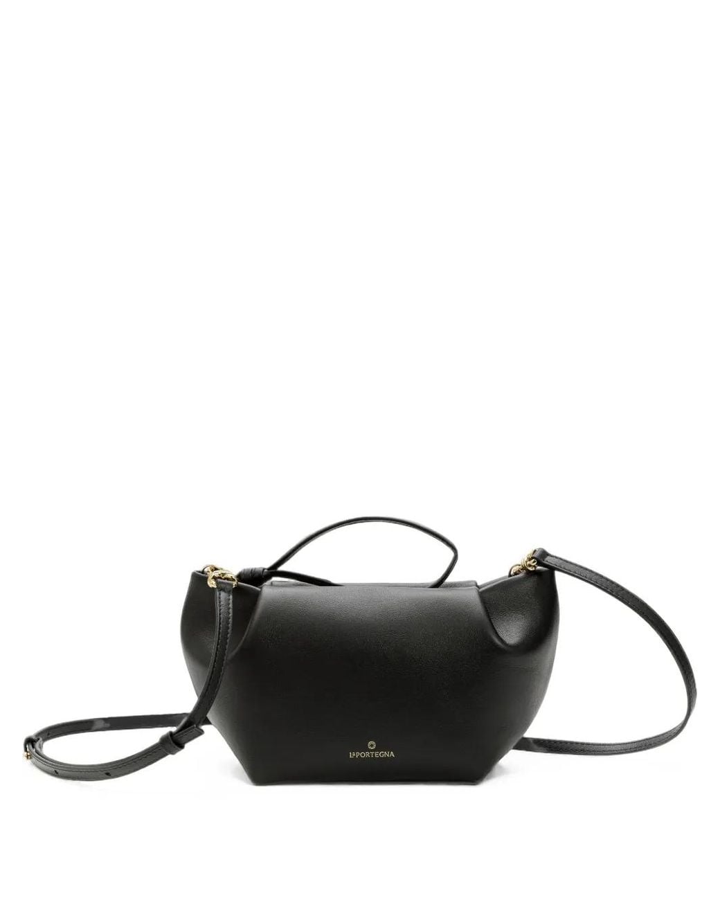 La Portegna Black Martita Leather Clutch Bag