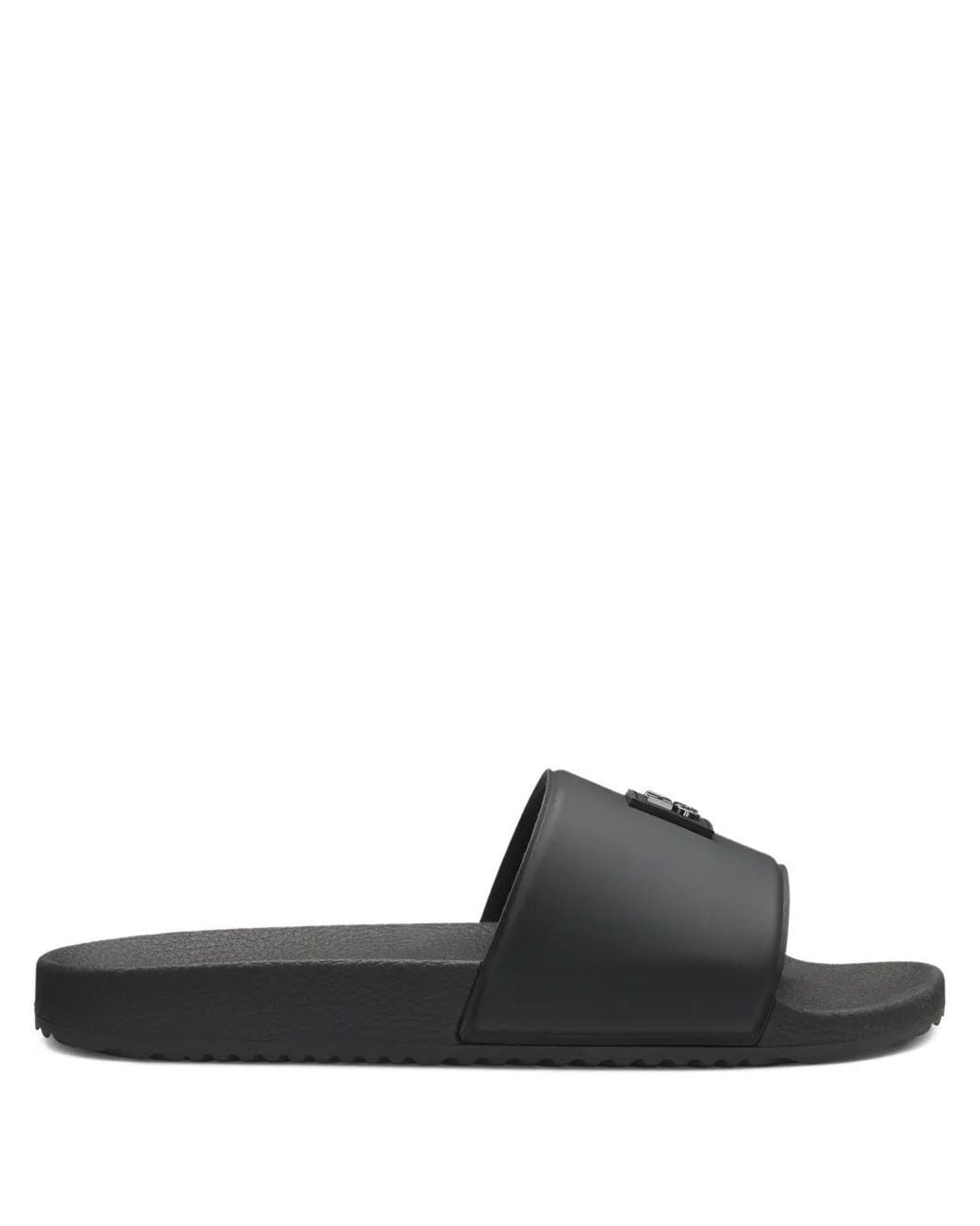 HUGO Black Italian-Made Slides With Stacked-Logo Uppers for men