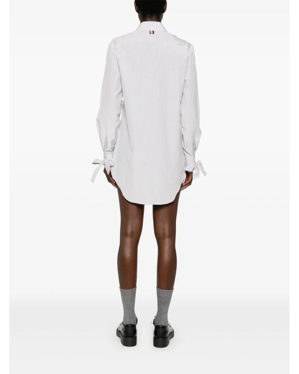 Thom Browne White Bow-Cuff Shirt Dress