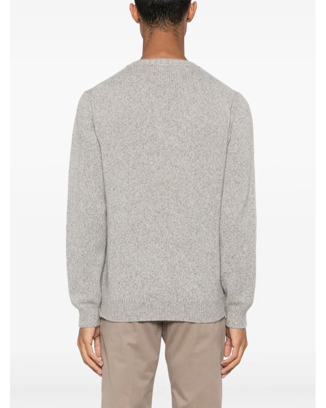 Fedeli Gray Crew-Neck Cashmere Jumper for men