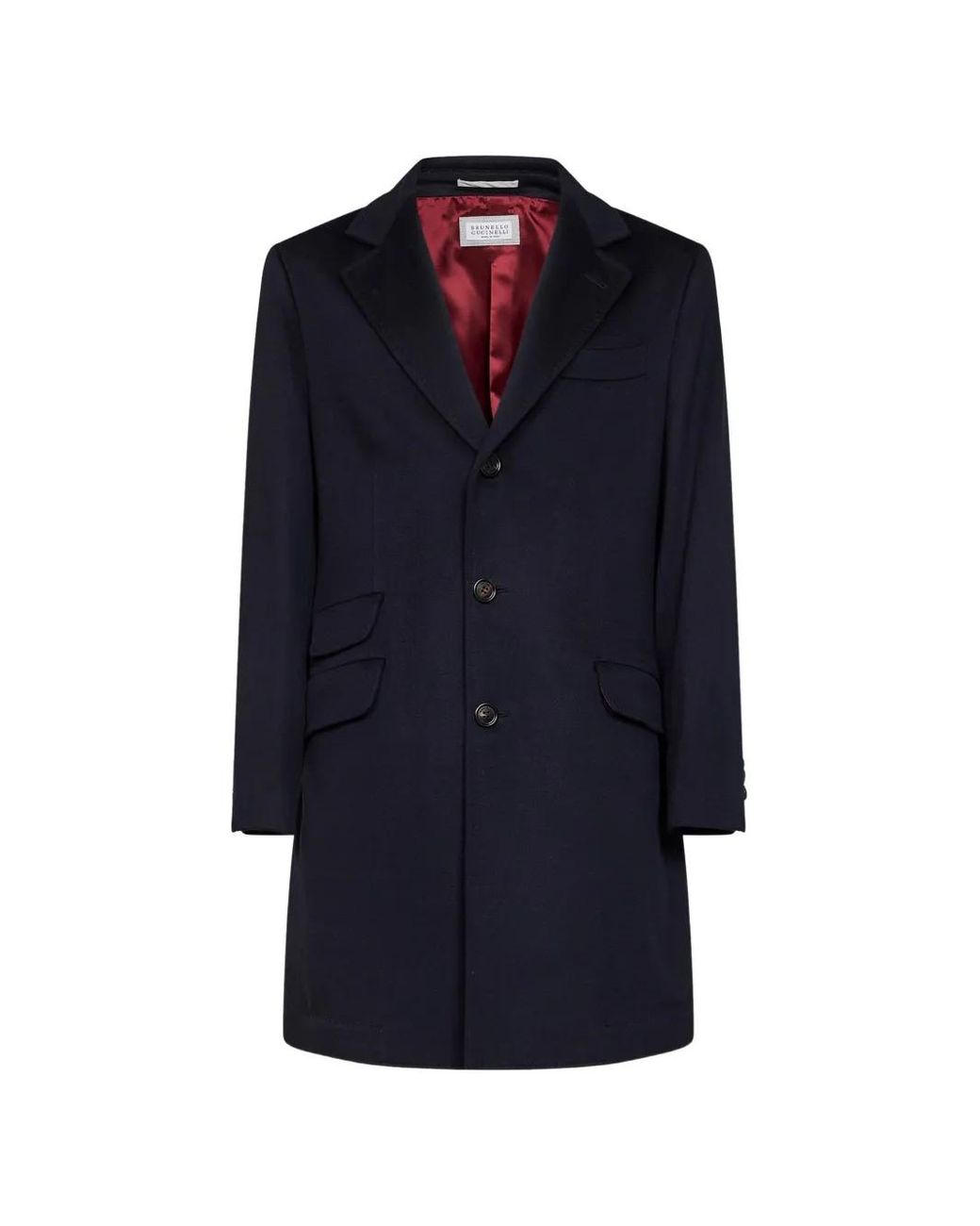 Brunello Cucinelli Blue Single-Breasted Notch-Lapel Coat for men