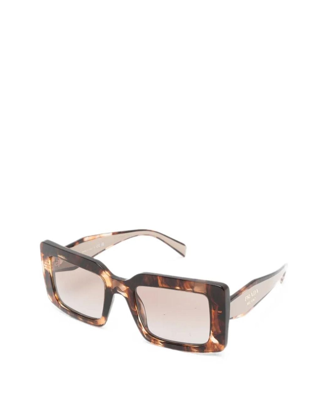 Prada Brown Tortoiseshell-Effect Rectangle-Frame Sunglasses for men