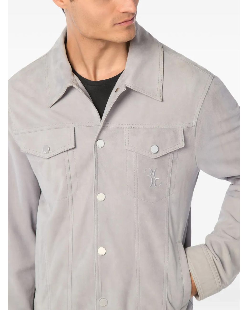 Billionaire Lederjacke Mit Knöpfen in Gray für Herren