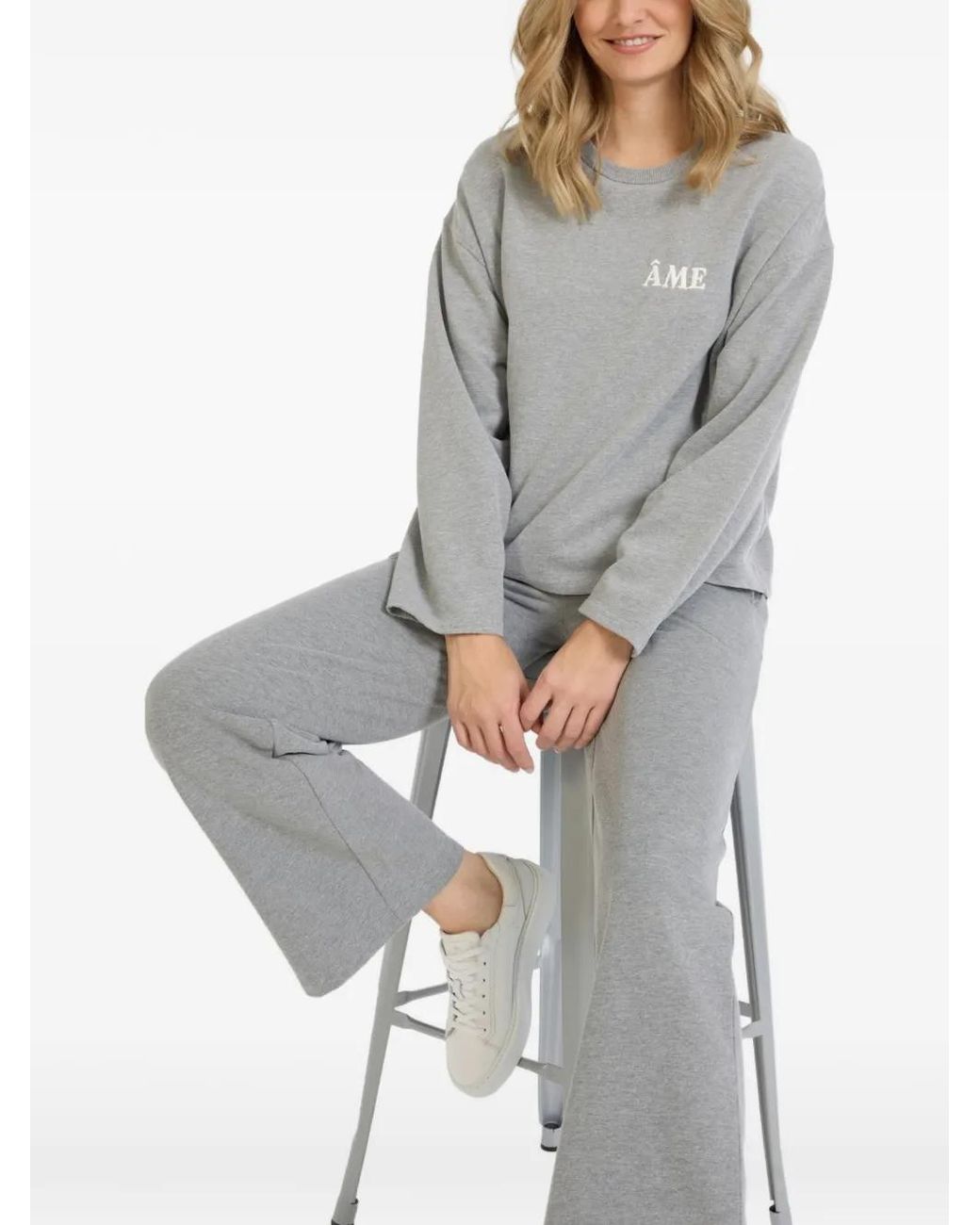Juvia Gray Boxy Embroidered Sweatshirt