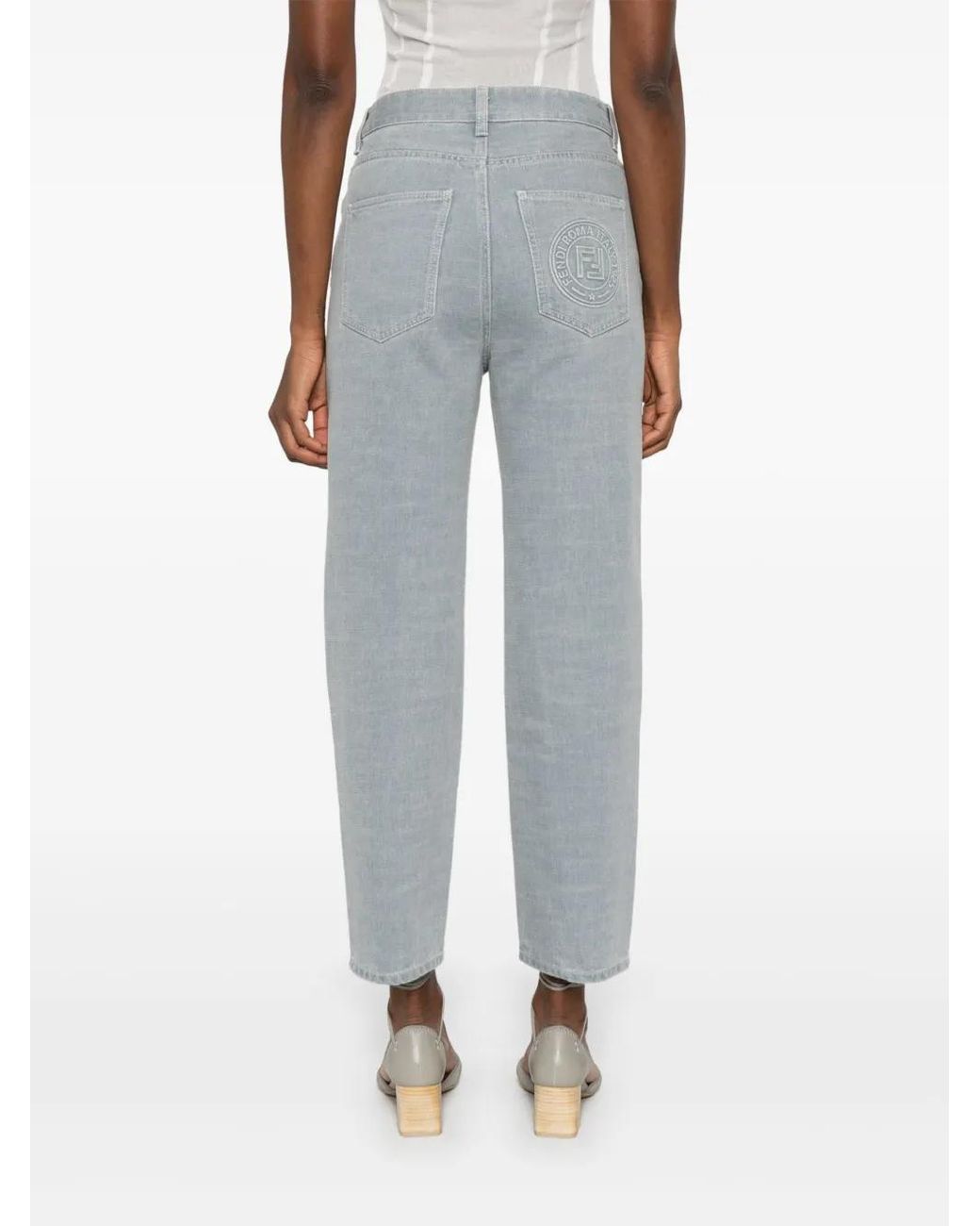 Fendi Blue Denim Cotton Cropped Jeans