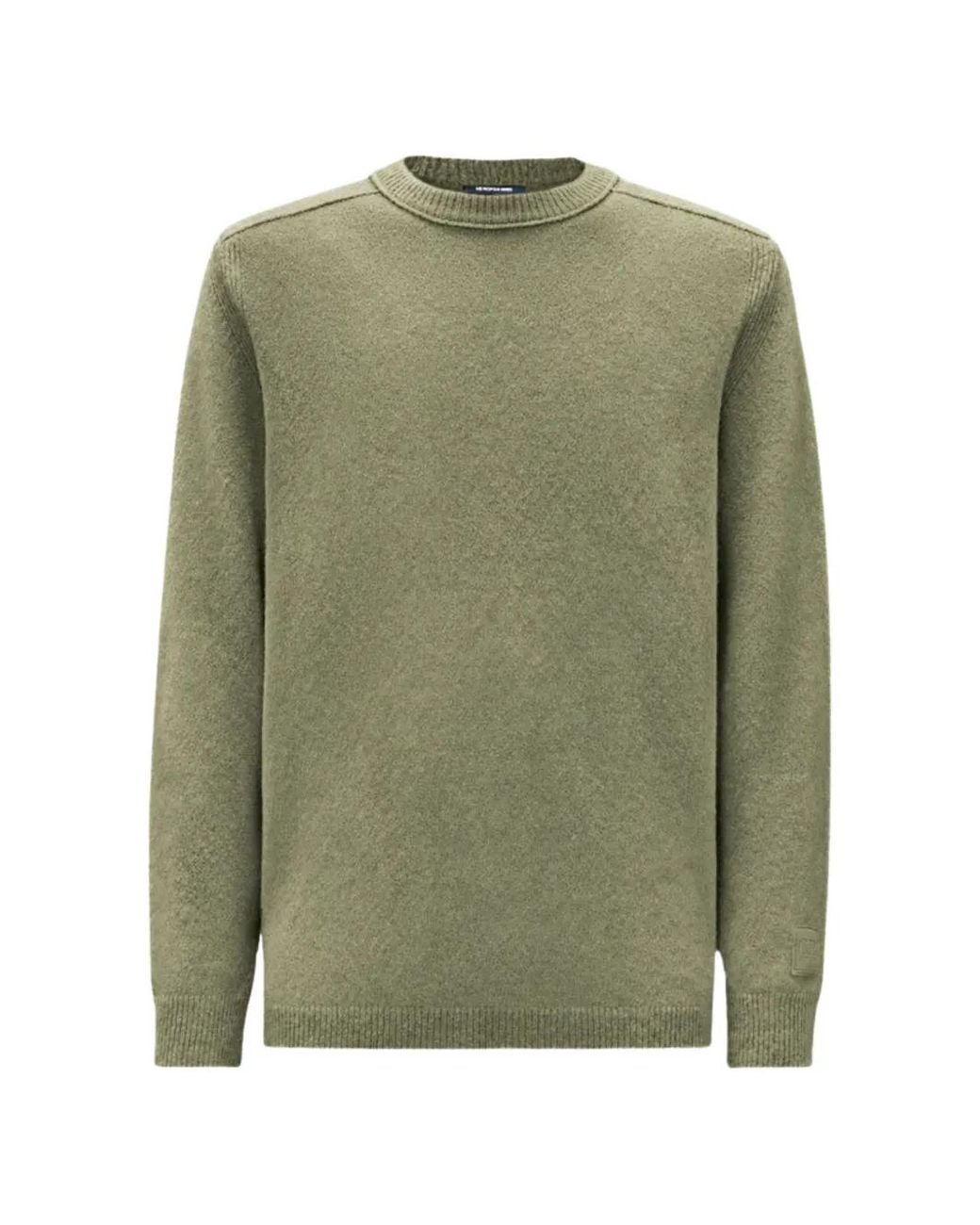 C P Company Green Metropolis Series Bouclè Extrafine Merino Crewneck Logo Sweater for men