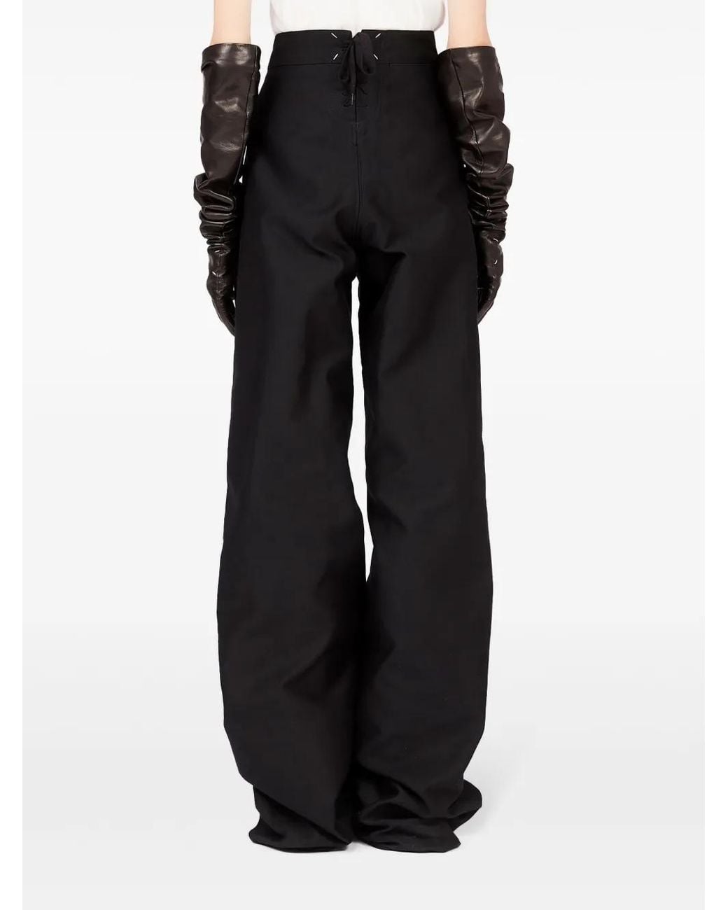Maison Margiela Black Wide-Leg Satin Trousers