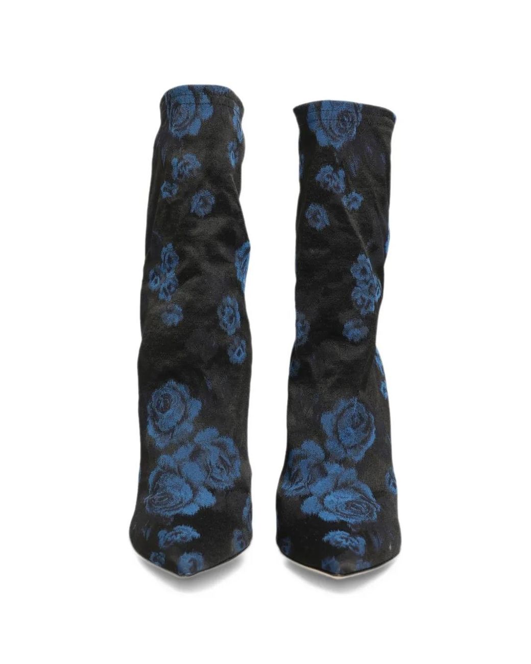 Dolce & Gabbana Blue Floral-Print Heeled Boots