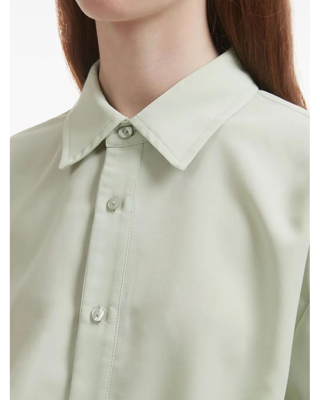 B+ AB Green Ruched Long-Sleeve Shirt