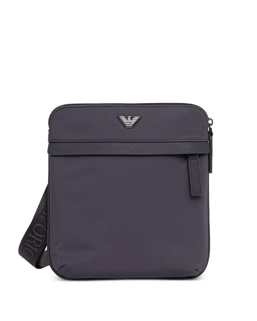 Emporio Armani Blue Logo-Plaque Messenger Bag for men