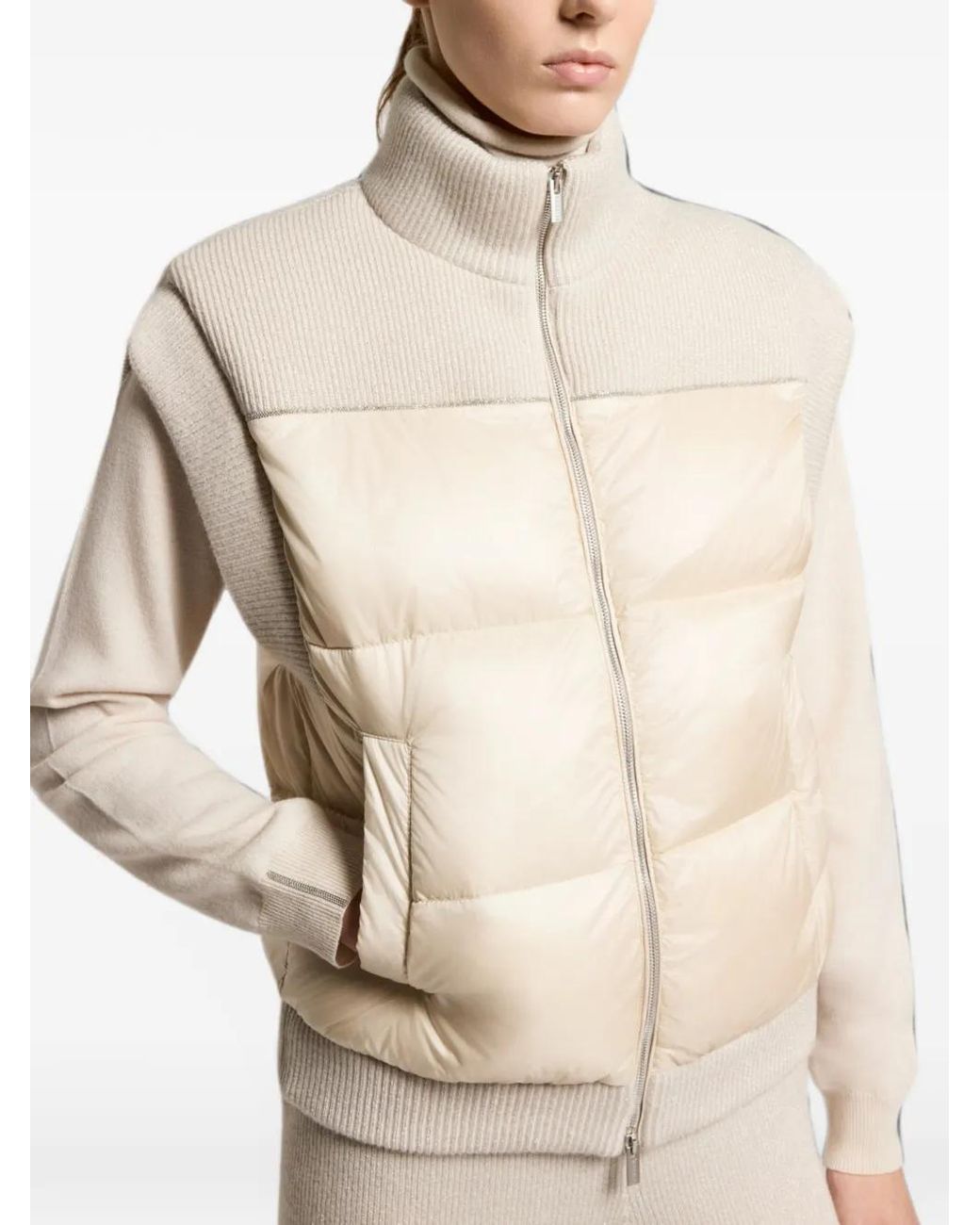 Peserico Natural Quilted Panelled Gilet