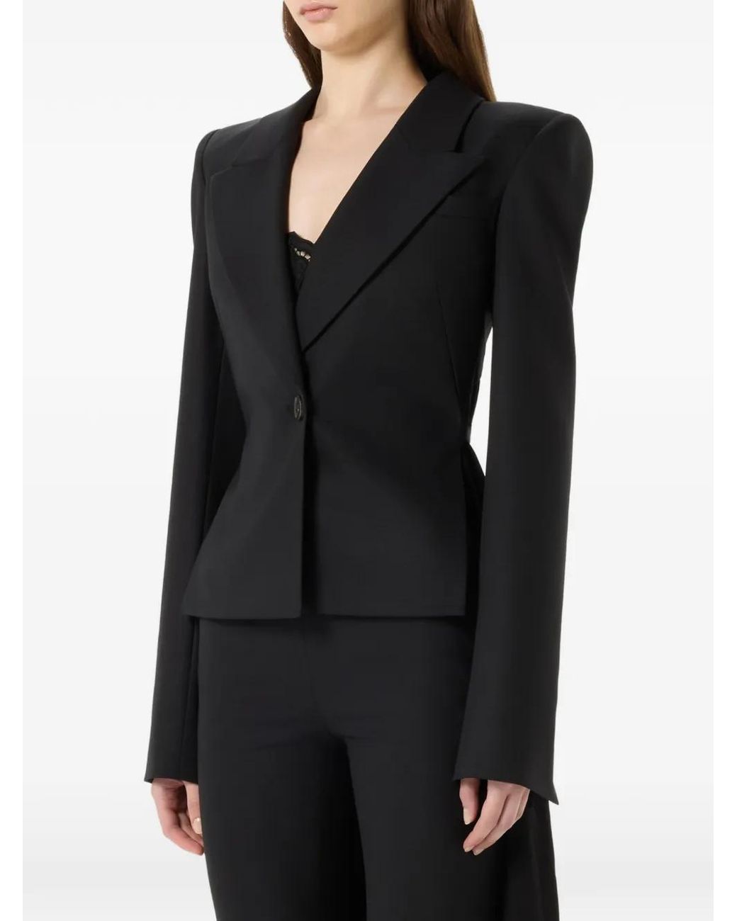 Blumarine Black Single-Breasted Asymmetric-Hem Blazer