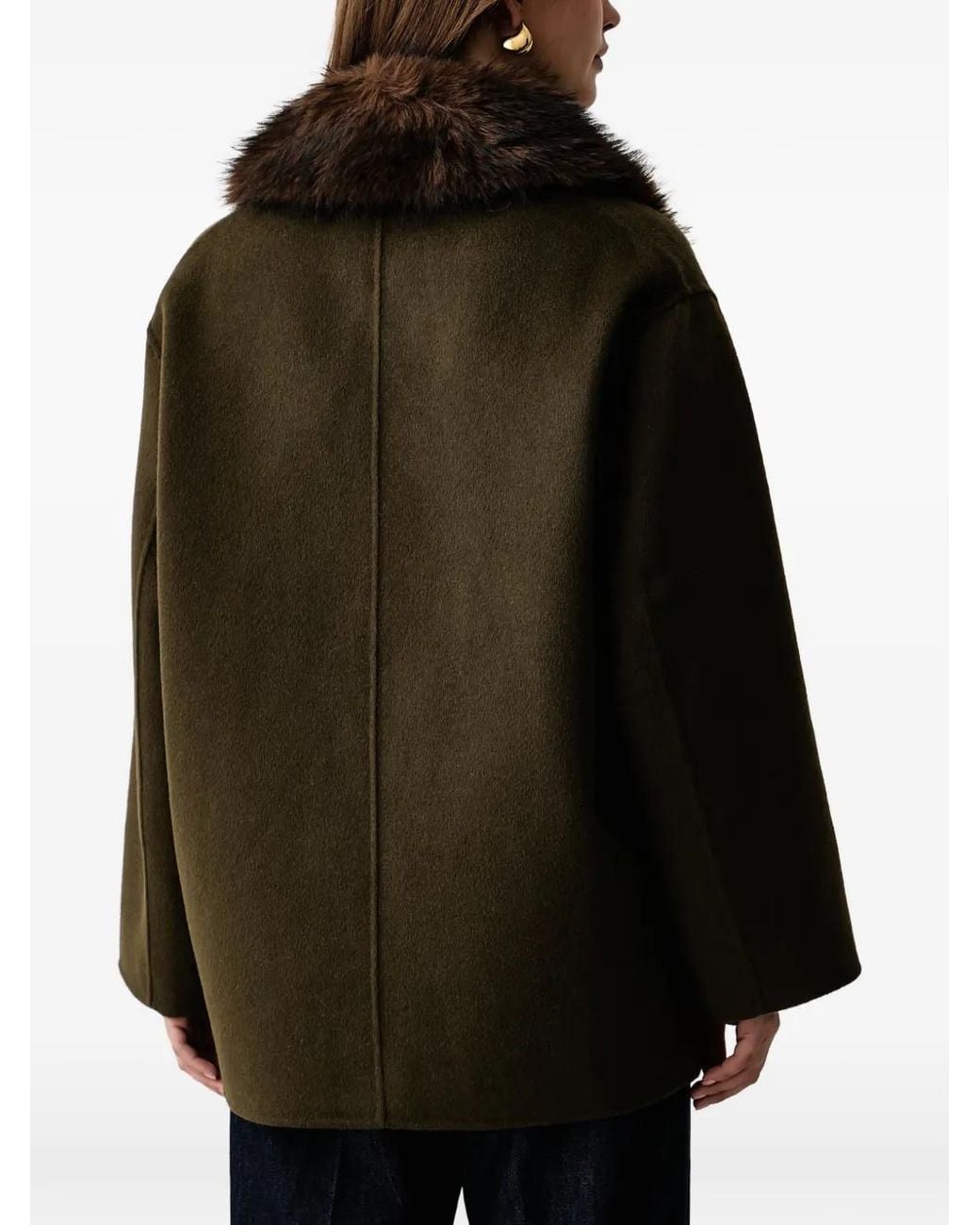 Kaos Black Buttoned Short Double-Breasted Coat