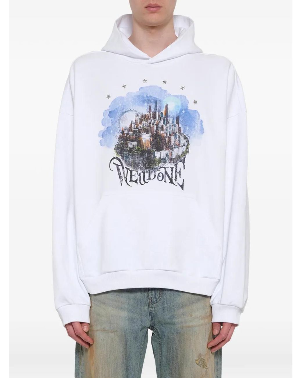 we11done White Graphic-Print Hoodie for men