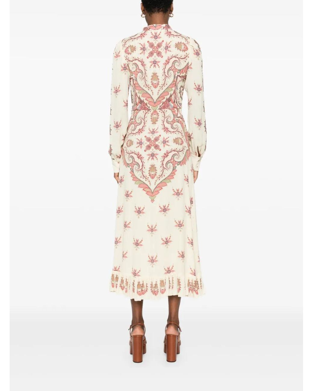 Etro White Paisley-Print Midi Dress