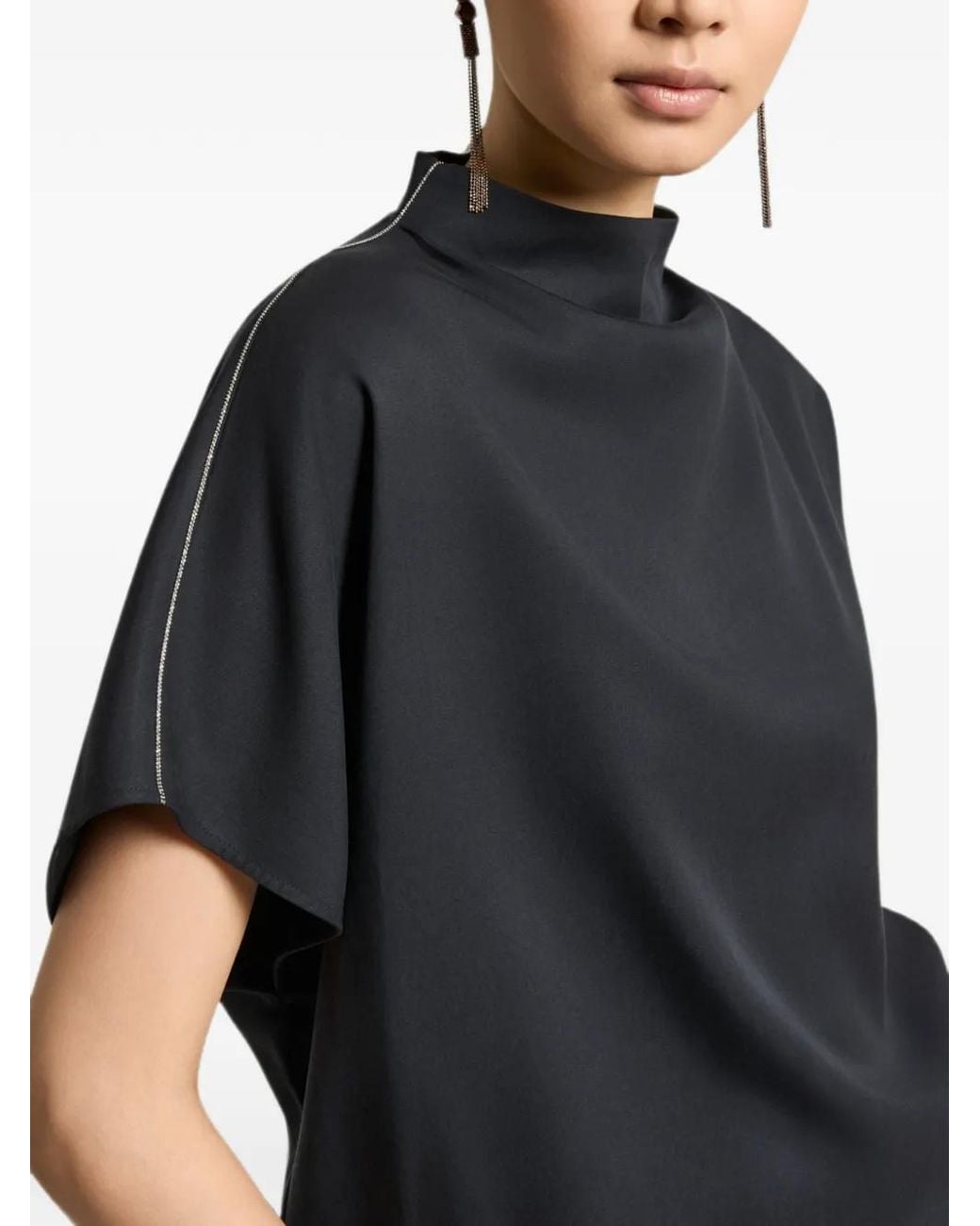 Peserico Black High-Neck Blouse