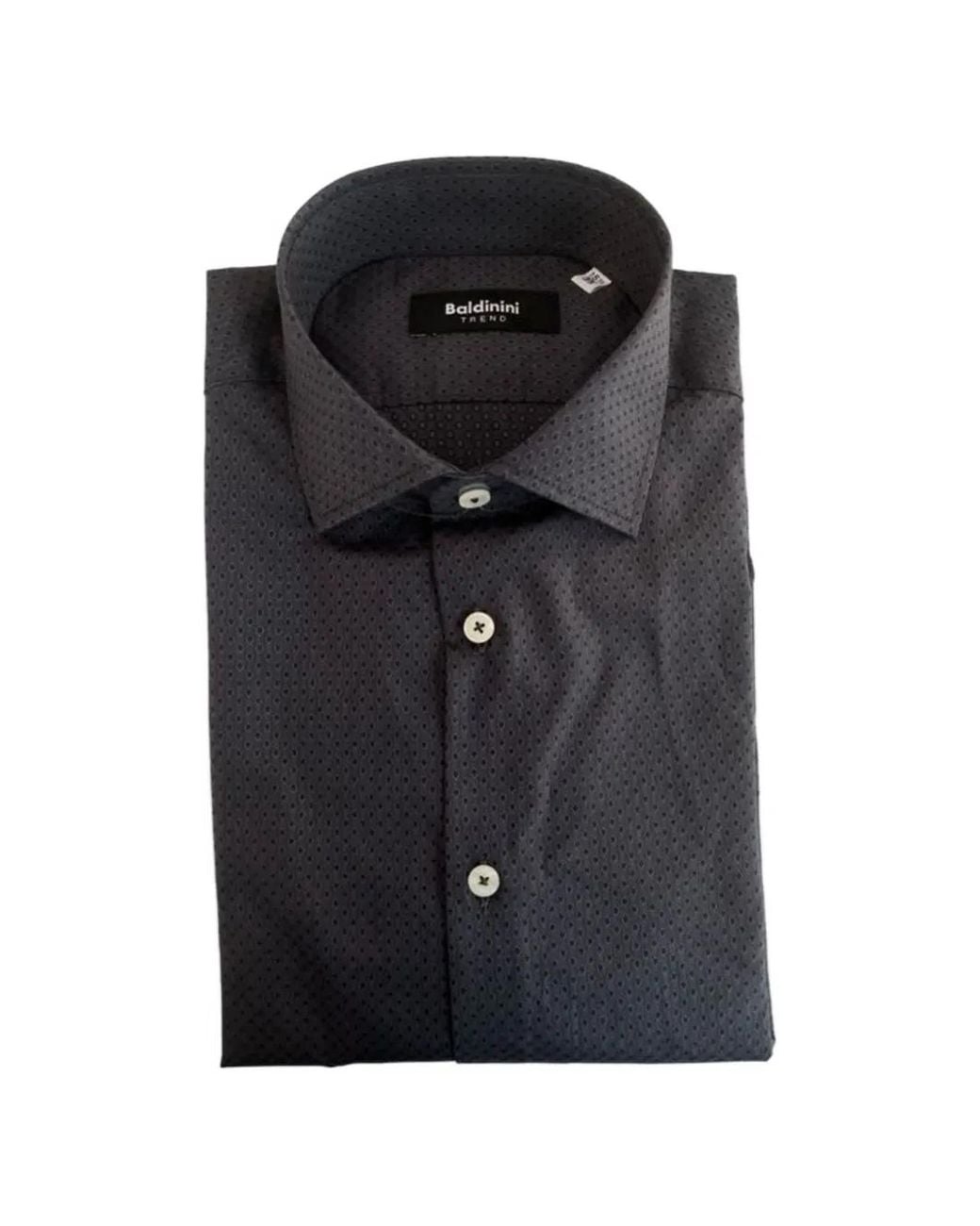 Baldinini Black Micro-Patterned Cotton Shirt for men